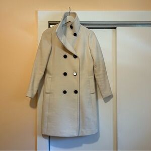 Elegant Cream Double-Breasted Women's Coat